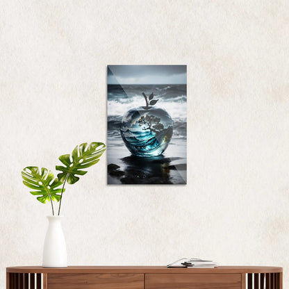 Wild ocean in glass apple