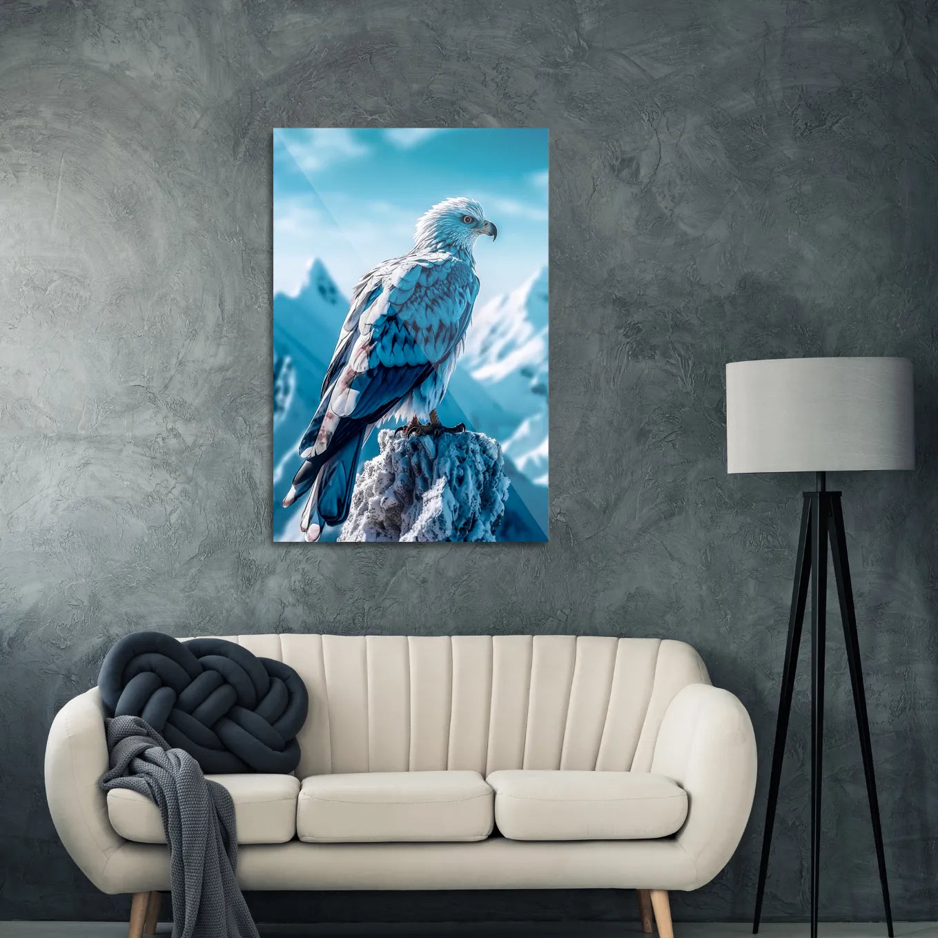 Eagle in winter landscape