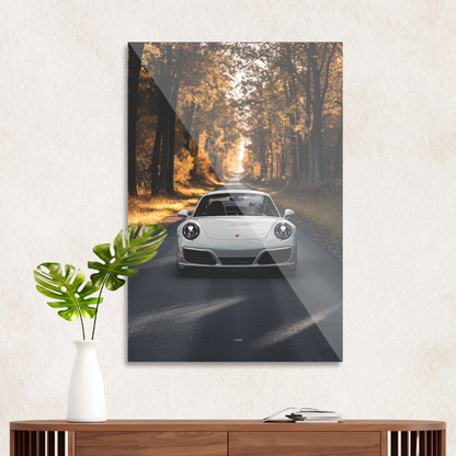 Porsche i efterårsvejr