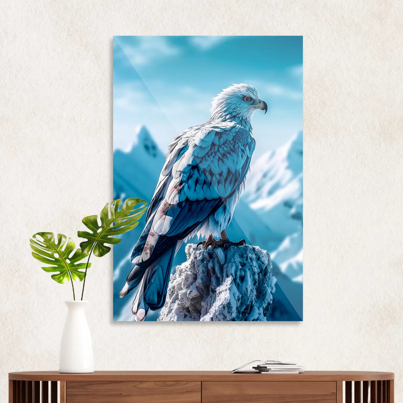 Eagle in winter landscape