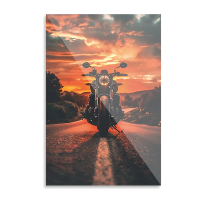 Motorcykel i solnedgang