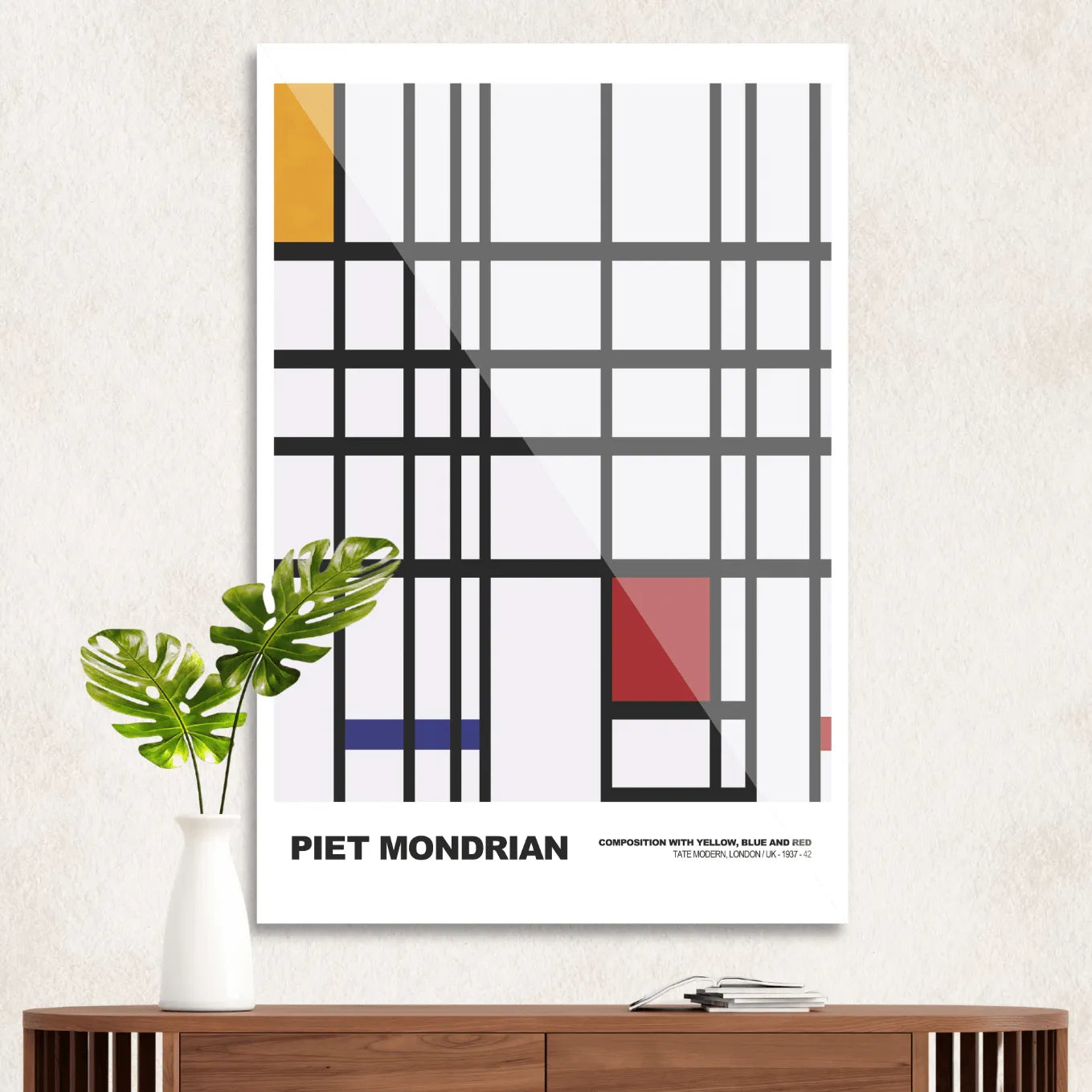 Piet Mondrian Composition with red, blue, and yellow #3