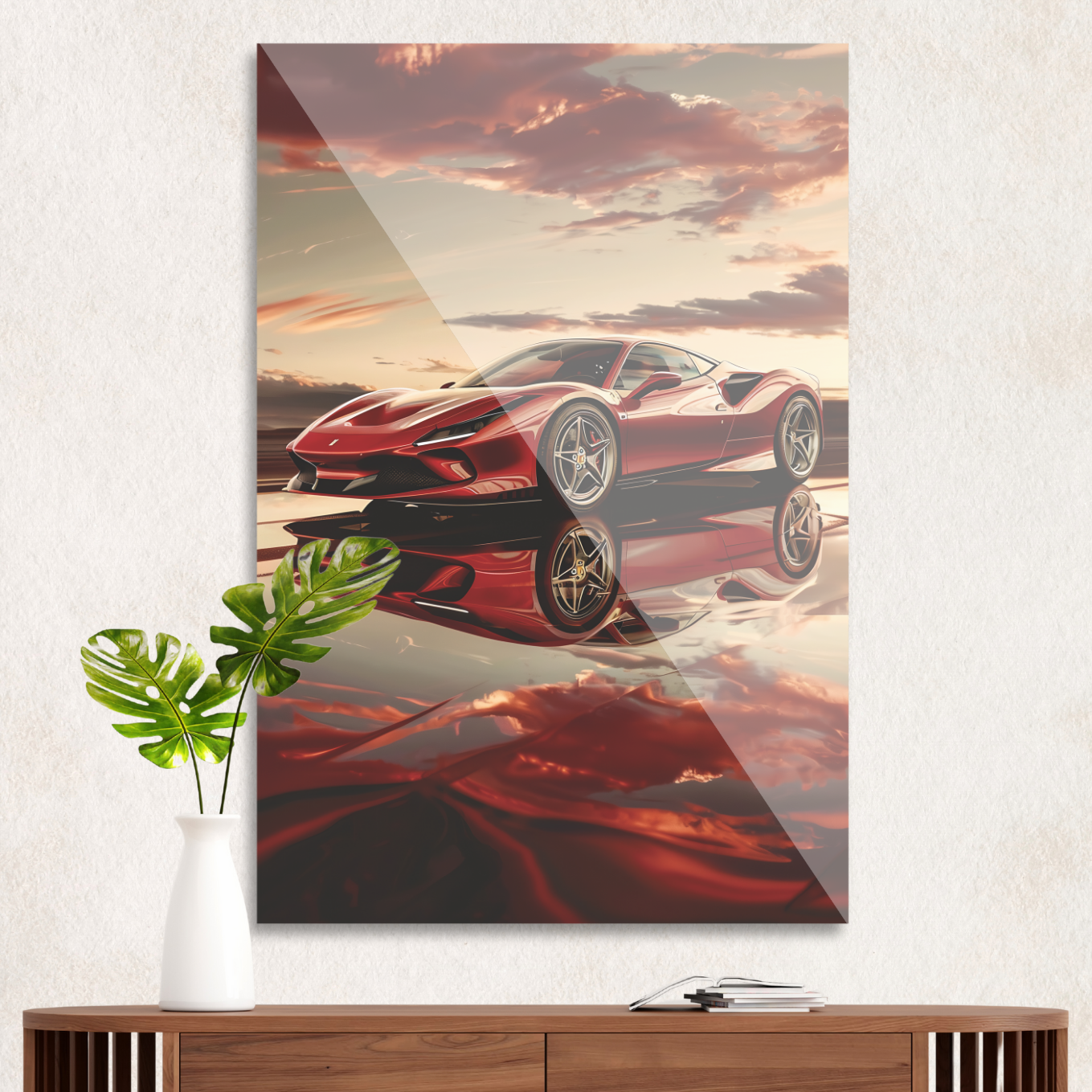 Ferrari i solnedgang