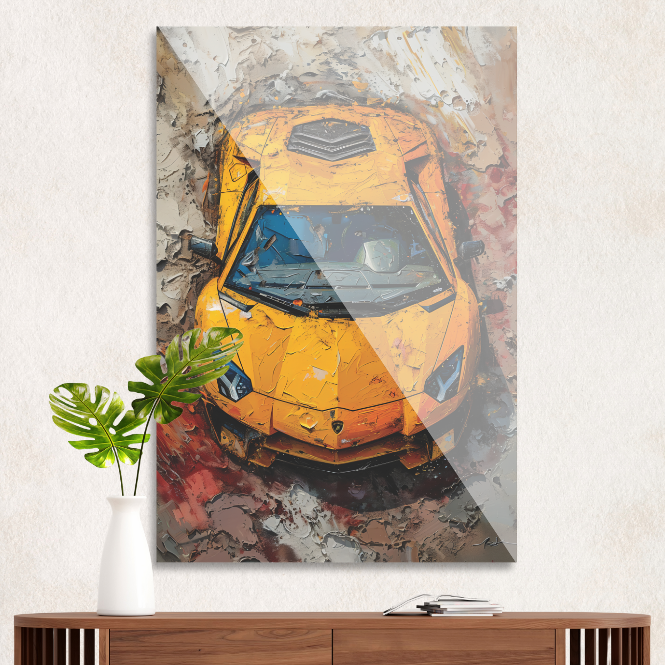 Yellow Lamborghini in mud