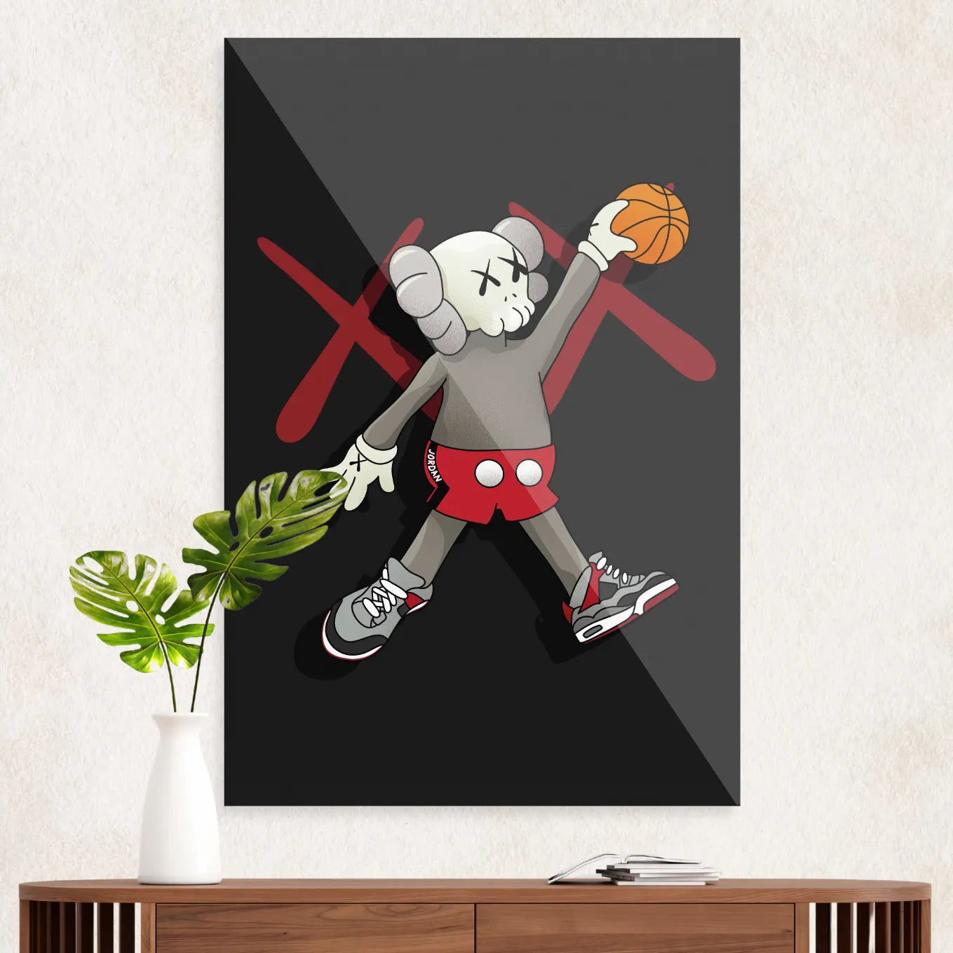 KAWS plays basketball