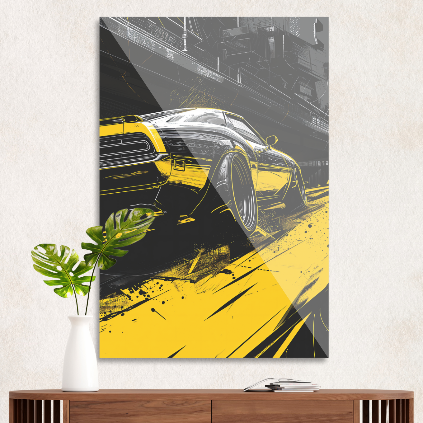 Muscle car in yellow