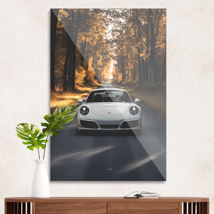 Porsche i efterårsvejr