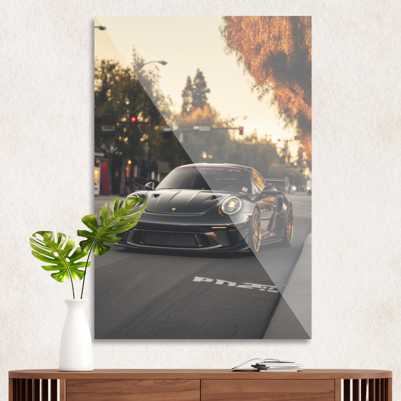 Black Porsche GT3 in the city