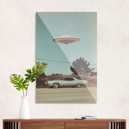 Retro bil og UFO