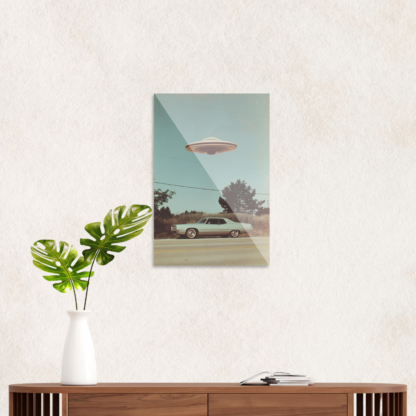 Retro bil og UFO