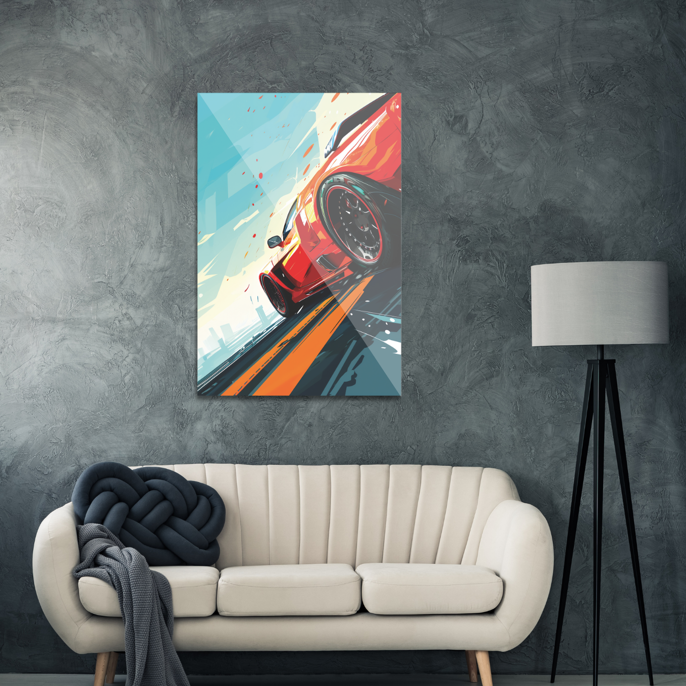 Rød superbil i fuld fart