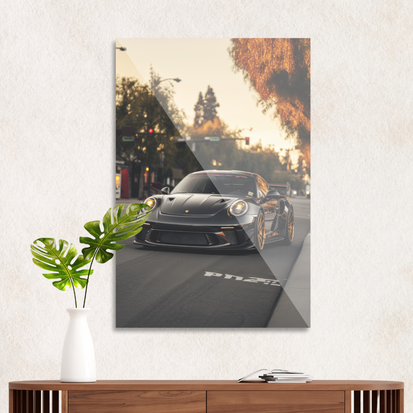 Black Porsche GT3 in the city