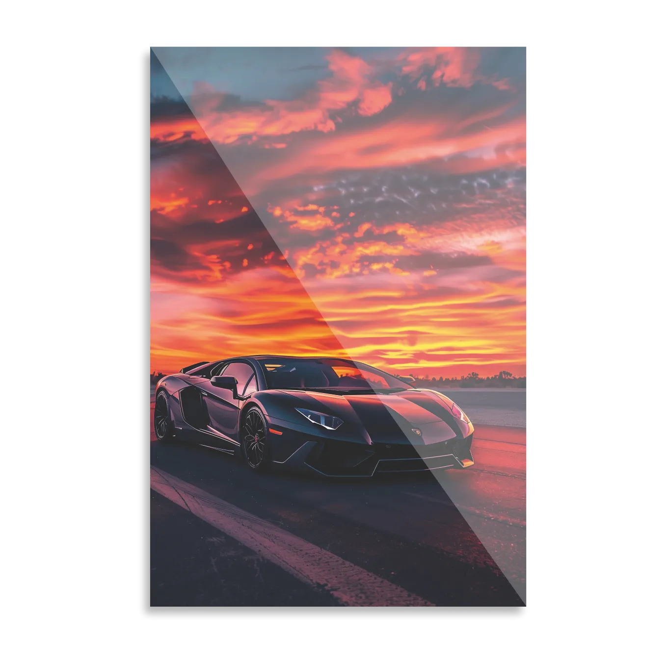 Lamborghini i solnedgang