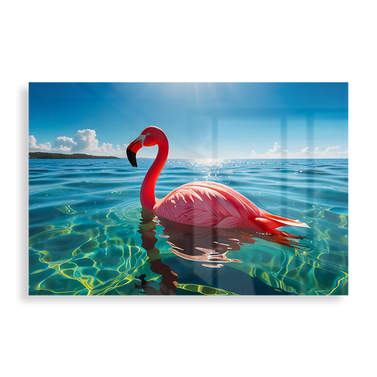 Pink Flamingo Under the Sky