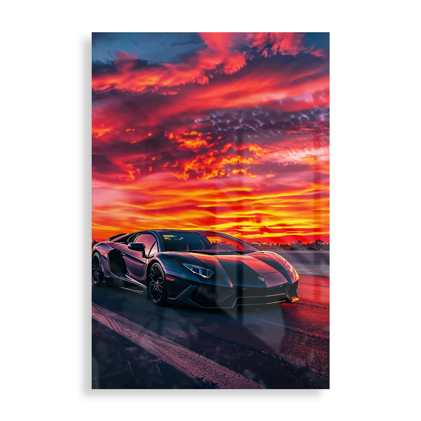 Lamborghini i solnedgang