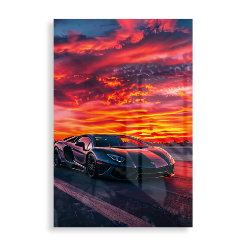 Lamborghini i solnedgang