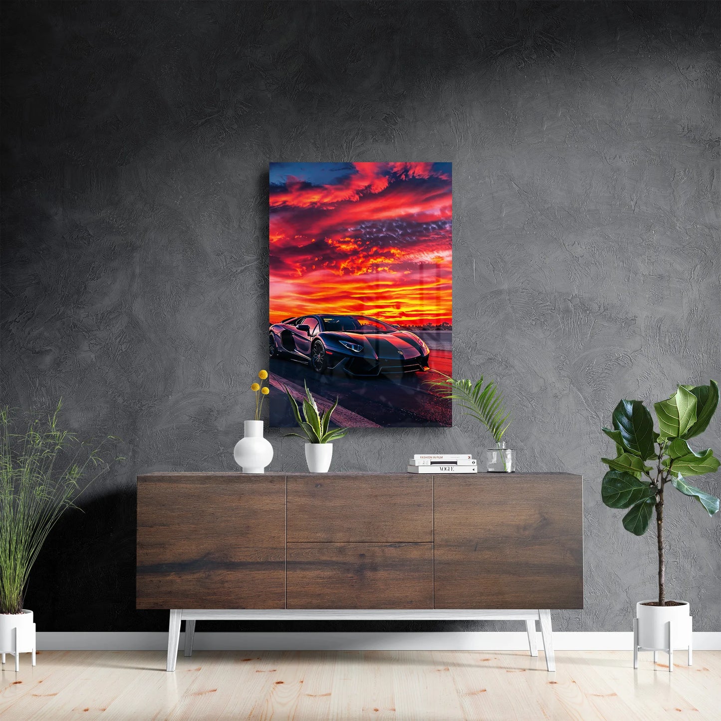 Lamborghini i solnedgang